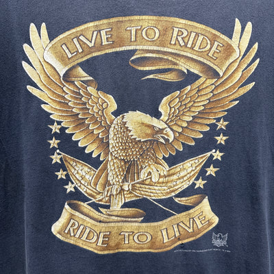 '99 Gold Eagle "Live to Ride" Black Harley Davidson T-Shirt sz XL