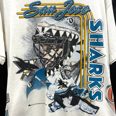 '92 San Jose Sharks NHL White Sports T-shirt sz L