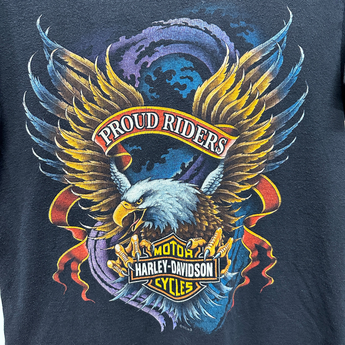 '95 Proud Riders American Eagle Black Harley Davidson T-shirt sz M