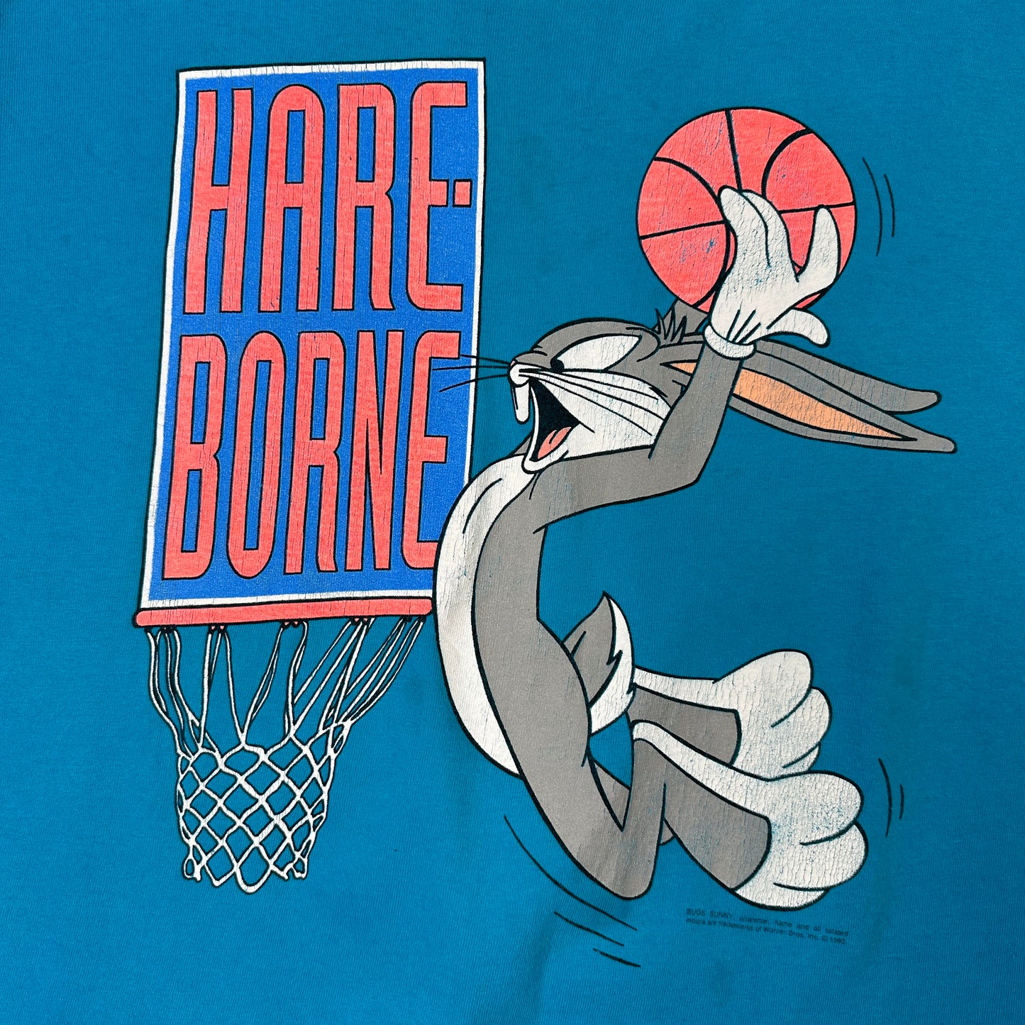 1992 Bugs Bunny Hare Borne Teal Sports T-shirt sz XL