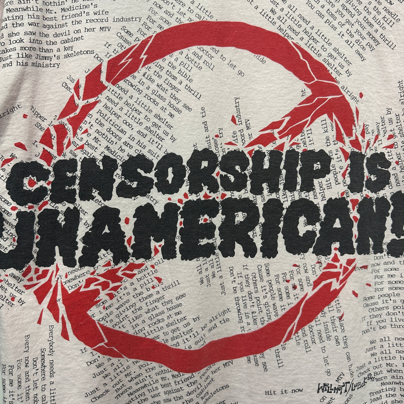'91 Cinderella "Censorship is Unamerican!" White Music Shirt sz XL