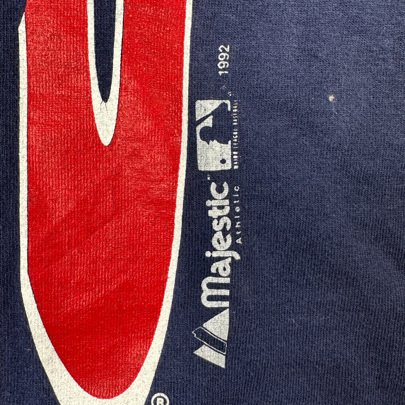 1992 Indians Logo MLB Navy Blue Sports T-shirt sz L