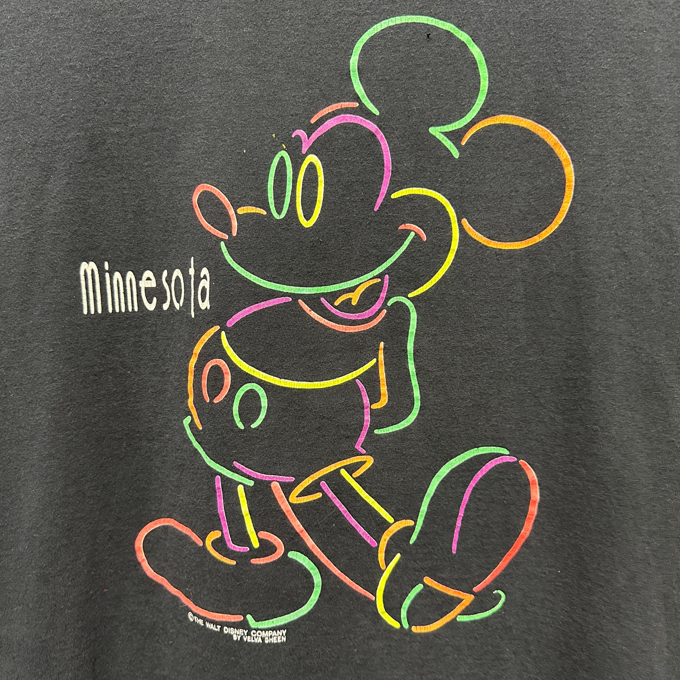 90's Mickey Mouse Neon Minnesota Black Cartoon T-shirt sz L