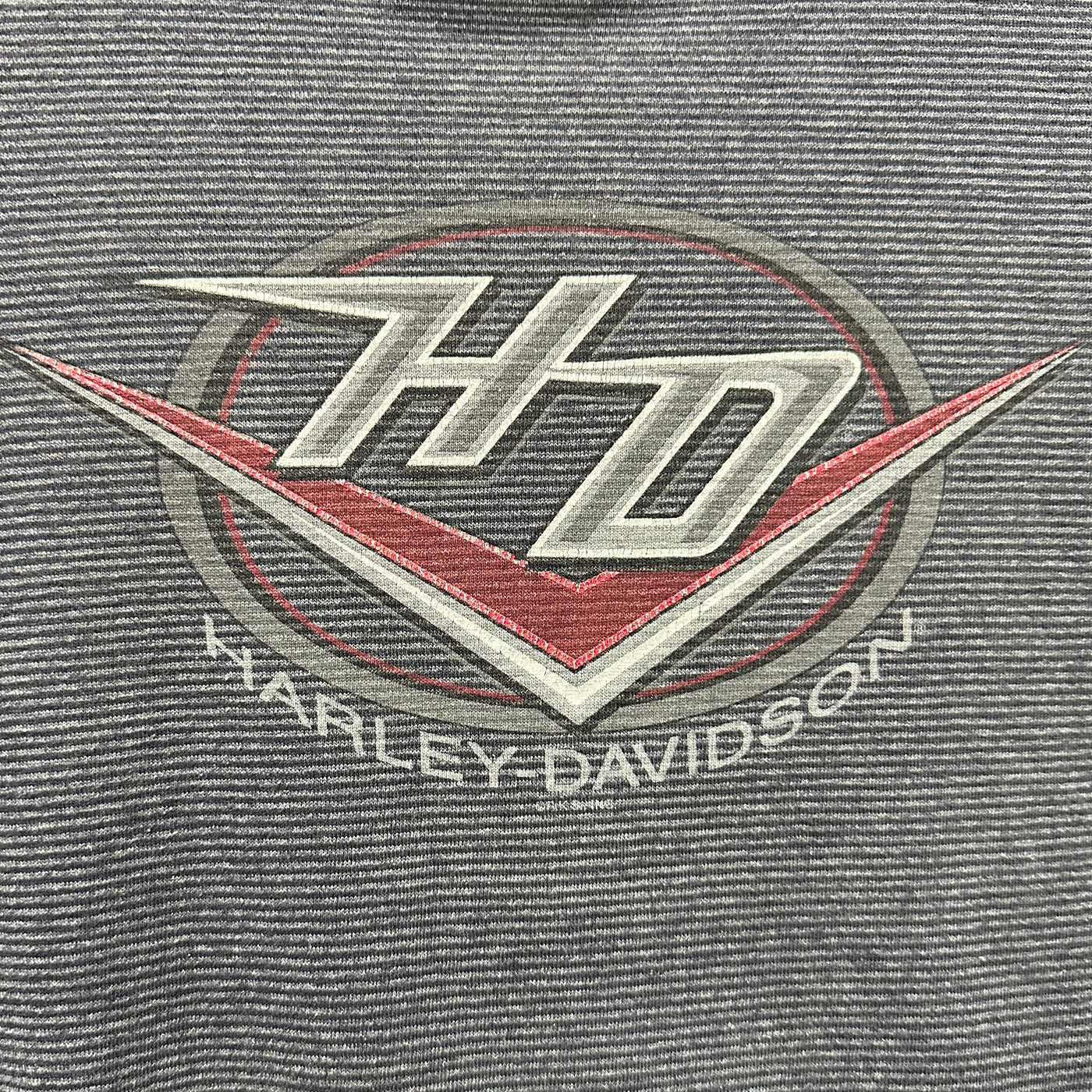 '89 HD Initial Logo Striped Grey Harley Davidson T-Shirt sz XL