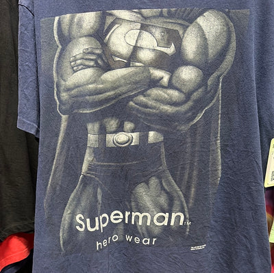 '97 Superman Hero Wear Blue Cartoon T-shirt sz L