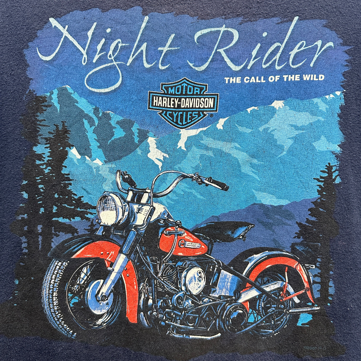'99 Night Rider Blue Harley Davidson T-shirt sz L