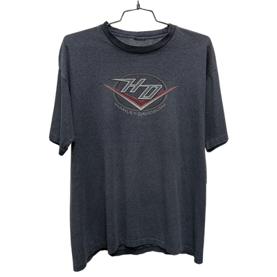 '89 HD Initial Logo Striped Grey Harley Davidson T-Shirt sz XL
