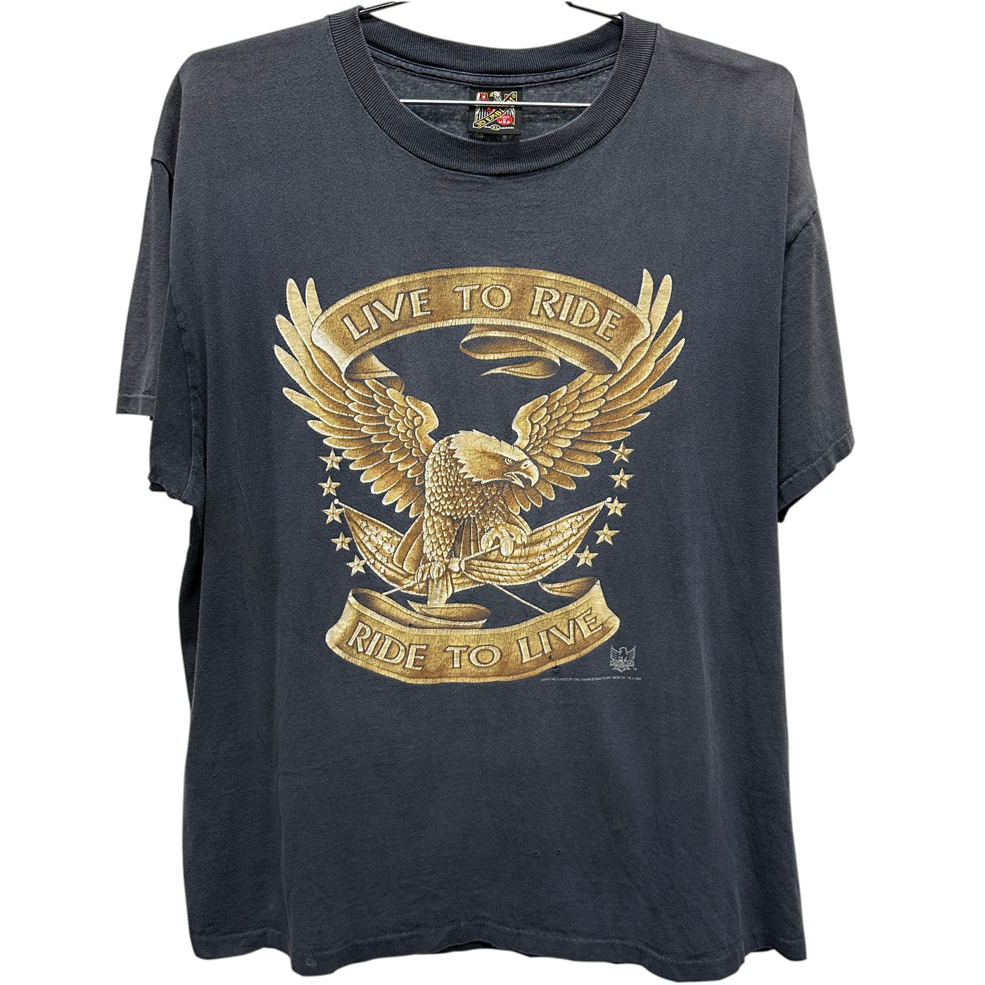 '99 Gold Eagle "Live to Ride" Black Harley Davidson T-Shirt sz XL